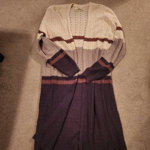 Saltwater LUXE LARGE long sweater. Brown, burgundy and beige